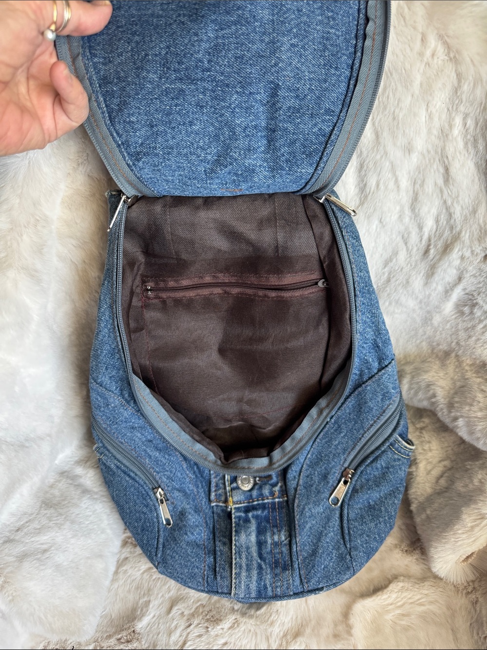 Levi's Denim Backpack Purse in Classic Blue - Picture 3 of 16